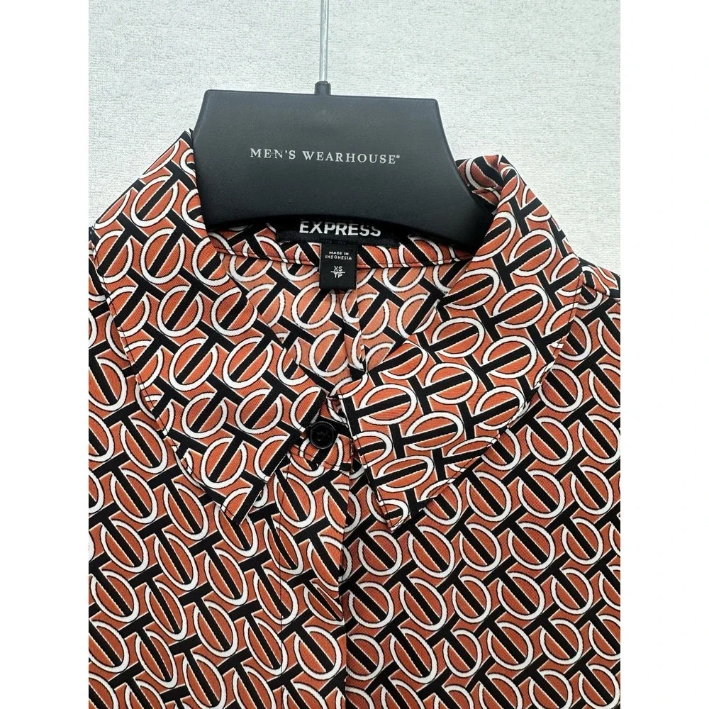 EXPRESS Brown Black Button Down Long Sleeve Shirt‎ Size XS Multicolor